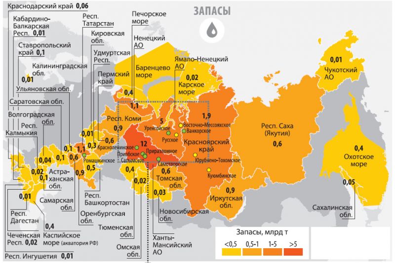 Нефть карта россии